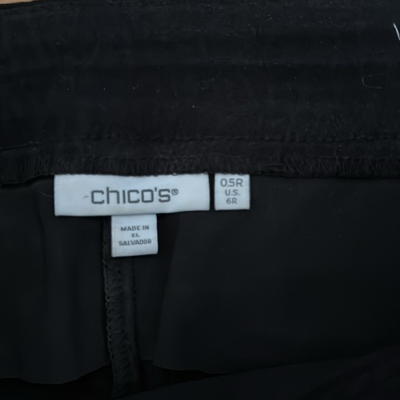 Chico's | Black Straight Leg Pants | Textured | Stretchy Pull On Pant | size 6R - Picture 2 of 6